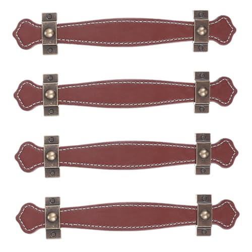 SEWACC 4 Stück PU Ledergriffe für Kommode und Schrank Vintage Schubladengriffe Robust Elegant für Wohnzimmer Küchen und Schlafzimmermöbel Geeignet von SEWACC