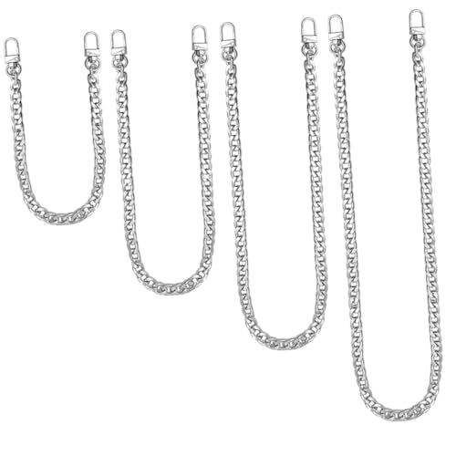 SEWACC 4 Stück Teiliges Handtaschen Kettenriemen aus Metall mit Schnallen Strapazierfähige Rostfreie Umhängekette für Geldbörsen und Taschen Modische Glänzende Schultergurte in Silber von SEWACC