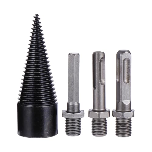 SEWACC 4 Stück Teiliges Holzspalter bohrerset aus Verschleißfestem Material mit Anti rutsch rillen für Schnelles und Effizientes Spalten von Feuerholz Passend für Akkuschrauber und SEWACC 4 Stück Teiliges Holzspalter bohrerset aus Verschleißfestem Material mit Anti rutsch rillen für Schnelles und Effizientes Spalten von Feuerholz Passend für Akkuschrauber und von SEWACC