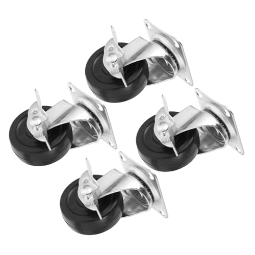 SEWACC 4 Stück Teiliges Lenkrollen mit Bremse Gummierte Schwerlastrollen für Möbel und Wäscheständer Drehbar Einfache Installation Kompatibel mit Teppich Fliesen Vinyl von SEWACC