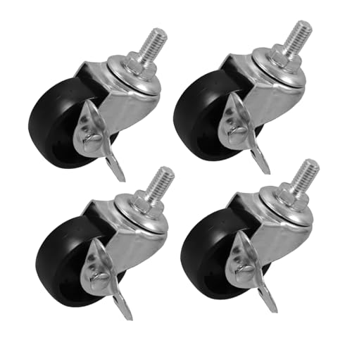 SEWACC 4 Stück Teiliges Möbelrollen mit Randbremse Schwenkbare PP Möbelrollen aus Metall Geräuscharm und Bodenschonend Geeignet für Bürostuhl Parkett Teppich und Vinyl von SEWACC
