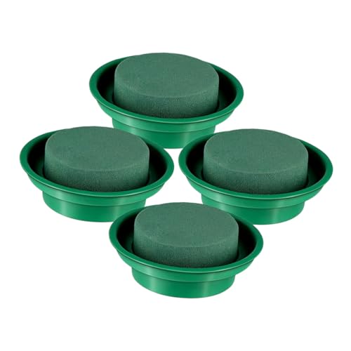 SEWACC 4 Stück Teiliges Runder Blumenschaum mit Wasserspeicher Steckschaum Rund Vielseitig Einsetzbar für Frische Blumenarrangements Langlebig und Einfach zu Handhaben für Dekoration von SEWACC