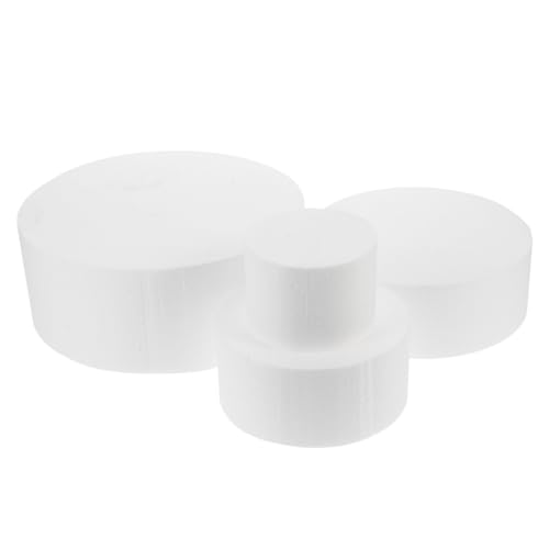 SEWACC 4 Stück Teiliges Styropor Kuchenmodell für DIY Tortendekoration Runde Schaumstoff Kuchenattrappen in Wiederverwendbar für Back und Bastelprojekte bei Geburtstagen und Festen von SEWACC