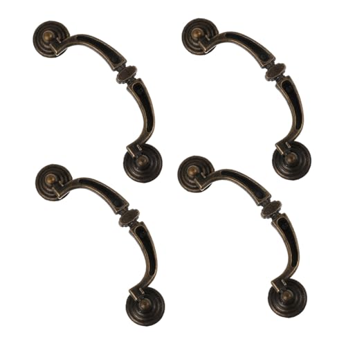SEWACC 4 Stück Vintage Bronze Möbelgriffe Schranktürgriffe mit Glatter Oberfläche Robuste Metallbeschläge für Küchenschränke und Möbel Antike Retro Türgriffe für Wohnraumgestaltung von SEWACC