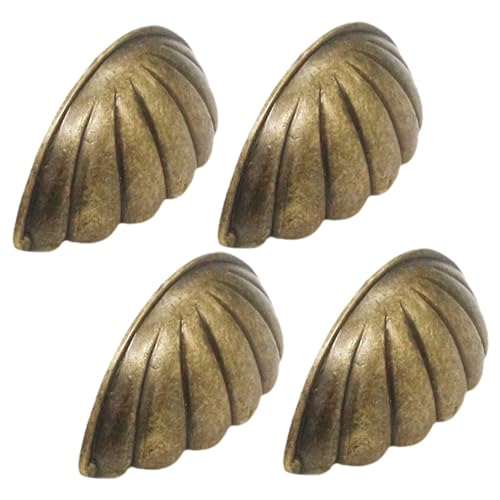 SEWACC 4 Stück Vintage Muschelgriff Metall Schubladengriffe Schrankgriffe für Küchenschränke und Kleiderschränke Langlebig Rostfrei Einfache Montage Antike Optik für Elegante von SEWACC