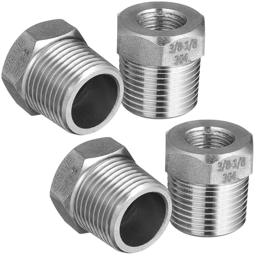SEWACC 4 Stück Wasserhahn Adapter Wasserhahnadapter 3/8 Edelstahl-Gewindeadapter Für Wasserhahn-Schlauchanschluss Schlauchverlängerungsadapter Für Badezimmer-Kücheninstallation von SEWACC