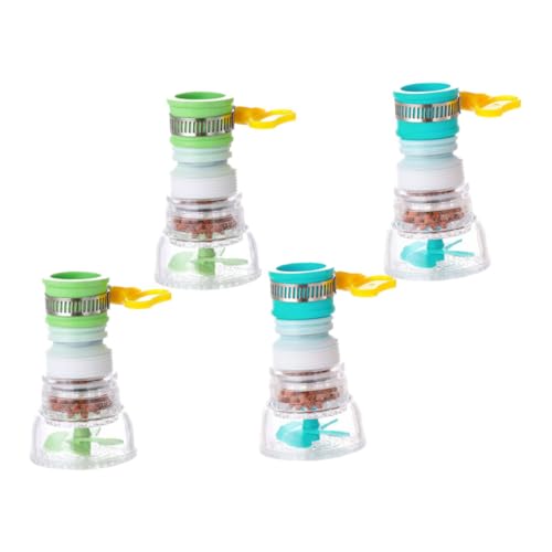 SEWACC 4 Stück Wasserhahn Aufsatz Drehbar mit Sprühfunktion Wassersparend Splashproof Nozzle für Küche und Bad Teiliges in Grün und Blau Passend für Standardarmaturen von SEWACC