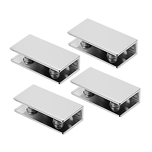 SEWACC 4 Stück Zinklegierung Klammern Rechteckige Glashalterung Verstellbare Regalhalter für Badezimmer Weinvitrine Vitrinen Glasplatten von SEWACC