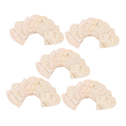 SEWACC 40 Stück Teiliges DIY Holz Miniatur Wichteltüren Unlackiert für Garten Spielhaus Büro Party Dekoration Natürliche Holzornamente zum Bemalen und Basteln von SEWACC