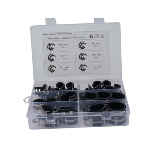 SEWACC 42 Stück Teiliges Edelstahl Kabelschellen mit Gummipolsterung Rostfrei Ölbeständig Wasserfest Flexible Rohrschellen für Kabel und Schläuche Inklusive für Innen Außenbereich SEWACC 42 Stück Teiliges Edelstahl Kabelschellen mit Gummipolsterung Rostfrei Ölbeständig Wasserfest Flexible Rohrschellen für Kabel und Schläuche Inklusive für Innen Außenbereich von SEWACC