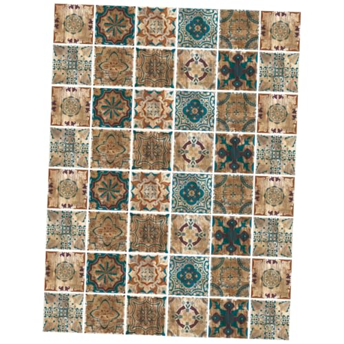 SEWACC 48 Stück Teiliges Vintage Fliesensticker Selbstklebend PVC Wandaufkleber für Küche Bad Möbel Einfache Anbringung Dekorative Retro Wanddeko von SEWACC