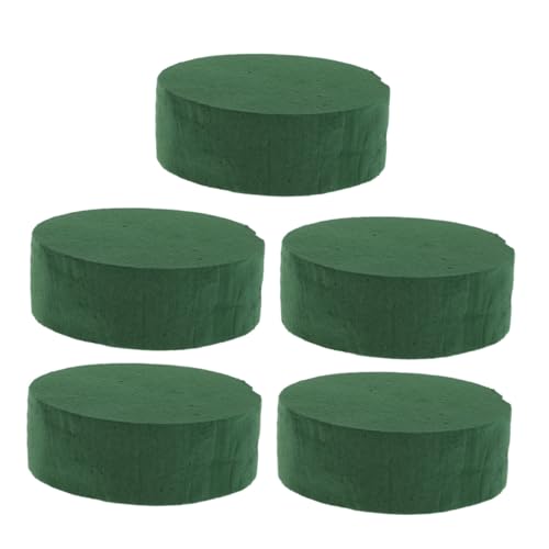 SEWACC 5 Stück Runde Floristen Steckschaum Blöcke mit Starker Wasseraufnahme für Frische und Künstliche Blumen Vielseitig Zuschneidbar für Hochzeiten Geburtstagsfeiern und Festliche von SEWACC