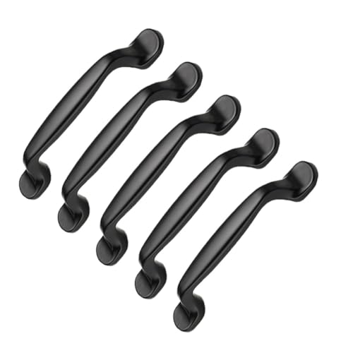 SEWACC 5 Stück Teiliges Aluminiumlegierung Möbelgriff Schwarzer Schubladengriff Robuster und Leichter Metallgriff für Küchenschränke und Kleiderschränke Einfache Montage Modernes Design von SEWACC