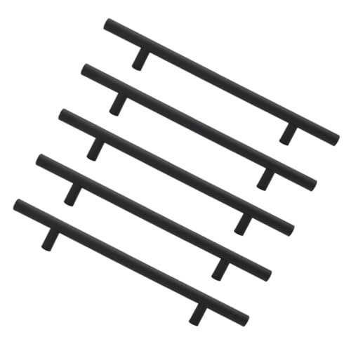 SEWACC 5 Stück Teiliges Edelstahl Möbelgriffe Schwarz Rostfrei für Küchenschränke Kleiderschränke Vielseitige Schrankgriffe Modernes Design Einfache Montage von SEWACC