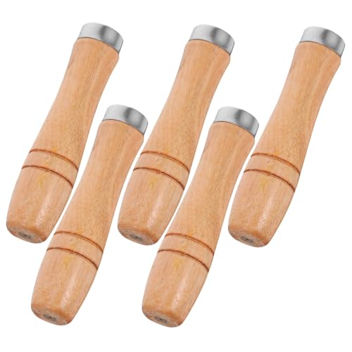 SEWACC 5 Stück Teiliges Holzfeilen griffset mit Ergonomischem Rundloch Robustem Metallkragen Komfortablem Griff als Ersatzgriff für Feilen und Handwerkzeuge für Heimwerker und Fachkräfte von SEWACC