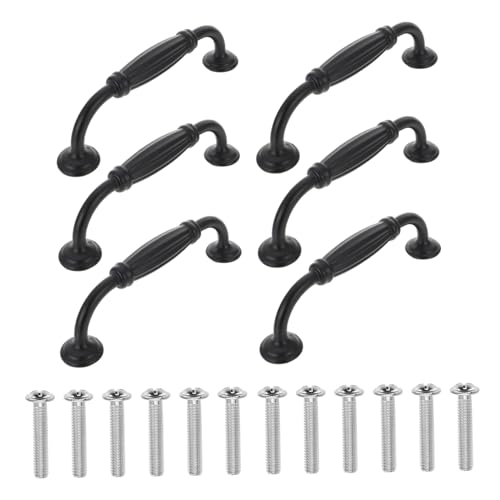 SEWACC 6 Stück Aluminiumlegierung Möbelgriff Moderner Schwarzer Küchenschrankgriff Komfortabler Schubladengriff Einfache Montage für Schränke Kommoden Kleiderschränke von SEWACC