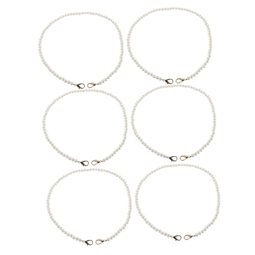 SEWACC 6 Stück Perlen Taschenkette Verlängerungskette Handtaschenriemen Silberfarbene Perlenkette Für Damen Schultertasche Ersatzstrap SEWACC 6 Stück Perlen Taschenkette Verlängerungskette Handtaschenriemen Silberfarbene Perlenkette Für Damen Schultertasche Ersatzstrap von SEWACC