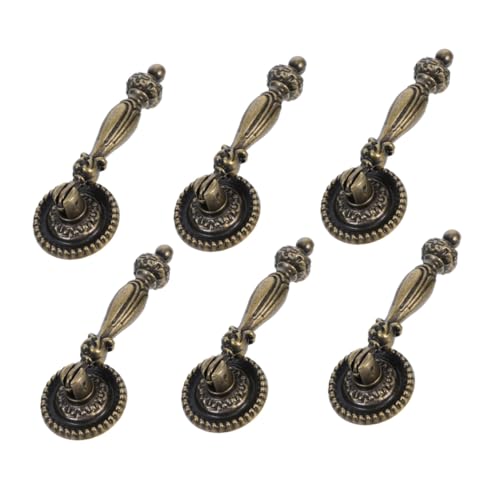 SEWACC 6 Stück Retro Schubladengriffe Einloch Vintage Stil Möbelgriffe aus Langlebiger Zinklegierung Komfortabler Griff Einfache Montage für Kommode Schrank Schmuckkasten von SEWACC