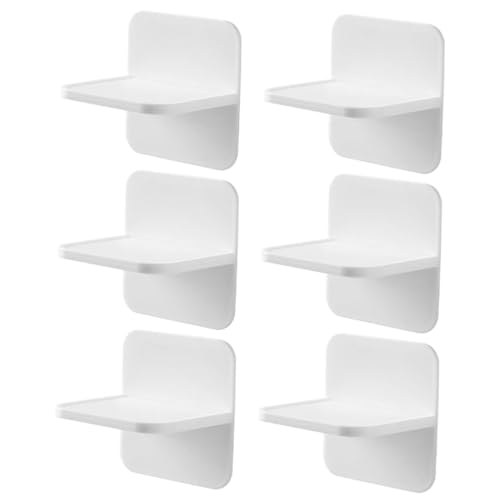 SEWACC 6 Stück Selbstklebende Regalbodenträger Bohrfreie Tragfähige Möbel Regalhalterungen Verschleißfest Weiß Einfache Installation für Küchen und Badezimmerschränke Ablageunterstützung von SEWACC