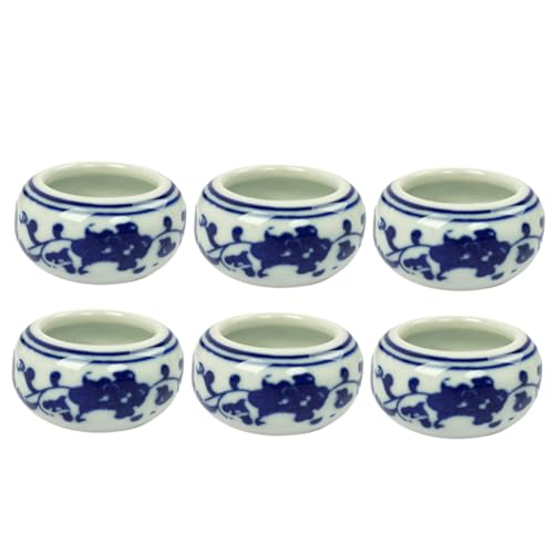 SEWACC 6 Stück Teiliges Keramik Wasser und Tinten Schale Klein Multifunktionaler Kalligrafie Wasser Teller für Pinselhalter Stabiles Originelles Design für Anfänger und von SEWACC