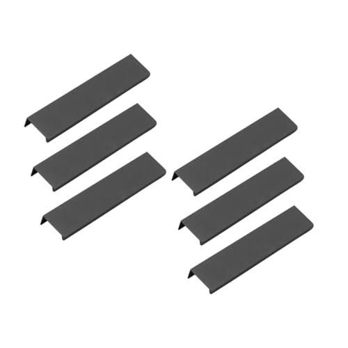 SEWACC 6 Stück Teiliges Schwarzer Finger Pull Tab Griffe aus Aluminiumlegierung Langlebige Moderne Möbelgriffmulde für Schranktüren Schubladen und Küchenschränke Einfache Montage von SEWACC