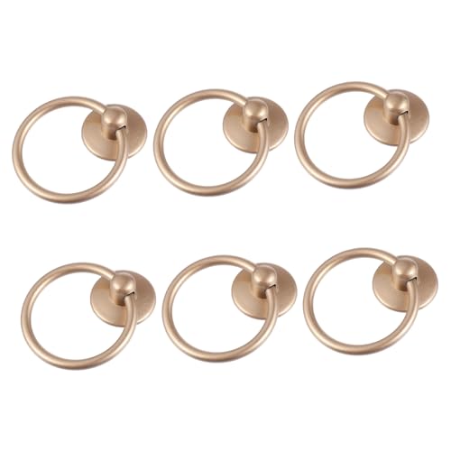 SEWACC 6 Stück Teiliges Schwarzer Schrankgriffe Ringform aus Langlebigem Material Eleganter Möbelknauf für Kommoden und Kleiderschränke Einfache Montage für Küchen Wohnmöbel von SEWACC