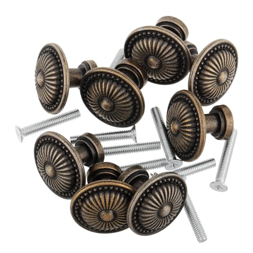 SEWACC 8 Sätze Vintage Schrankgriffe Teiliges aus Zinklegierung Antike Runde Schubladengriffe mit Floralem Muster Ergonomisch Geformt Vielseitig für Kommode Schrank Büro und Wohnraum von SEWACC