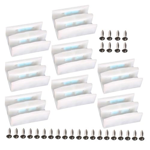 SEWACC 8 Stück Teiliges Weiße Bodenführung für Schiebetüren Stabilisierende Duschtür Führung mit Schrauben Einfache Montage Verhindert Türschwingen Passend für Glasschiebetüren und von SEWACC