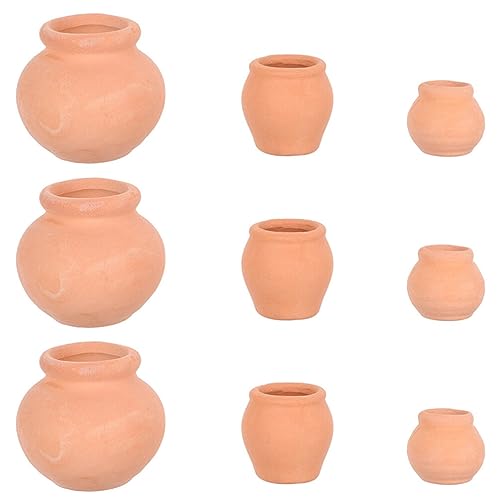 SEWACC 9 Stück Winzige Terrakotta-Töpfe Mini-Tontöpfe Miniatur-Puppenhaus-Blumentöpfe Kleine Pflanzgefäße Vasen Für Feen-Puppengärten Mikro-Landschaftsdekorationen von SEWACC