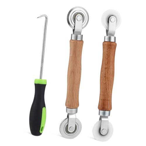 SEWACC Aluminium Fliegengitter Reparaturset mit Holzgriff Bildschirm Roller Werkzeug mit Metallhaken Vielseitig für Tür und Fenster Langlebiges Fliegengitter Zubehör von SEWACC