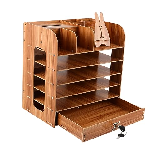 SEWACC Aufbewahrungsbox Für Bürobedarf Aufbewahrungsregal Aus Holz Mehrschichtiger Aufbewahrungsbehälter Buchständer Aus Holz Mehrschichtiger Buchständer Mehrschichtiges von SEWACC