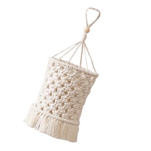 SEWACC Boho Makramee Lampenschirm Handgefertigt Gewebter Baumwollfaden Dekorative Pendelleuchte für Wohnzimmer Schlafzimmer Esszimmer Rustikale Hängelampe Stilvolle Bohemian Wohnkultur von SEWACC