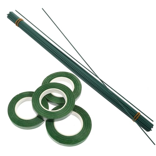 SEWACC DIY Blumenstiele mit Metallstielen und Tiefgrünem Floristenband Langlebiges Blumenarrangement Werkzeug für Blumenkränze Sträuße Corsagen und Bastelarbeiten von SEWACC