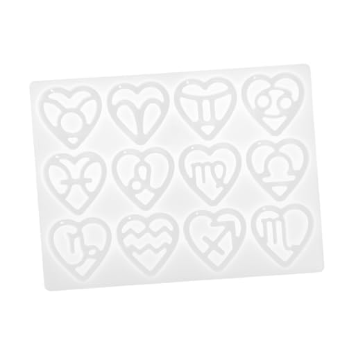 SEWACC DIY Silikonform für Kristallharz Tierkreis Herzform Gießform mit Aufhängeloch zum Basteln von Schmuck und Dekoration Praktisch für Anfänger und Profis von SEWACC