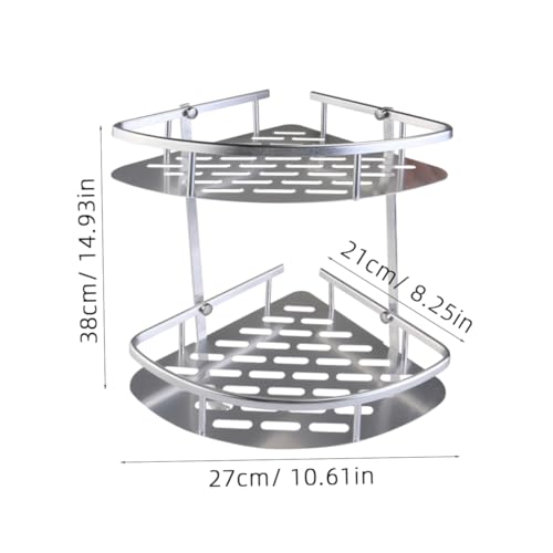 SEWACC Doppelstöckiges Aluminium-duschregal Organizer Badezimmer-aufbewahrungsregal Badezimmer-eckregal Duschregal Silber Passt Sich Jeder Oberfläche Für Shampoo Handtuch Seife Etc von SEWACC