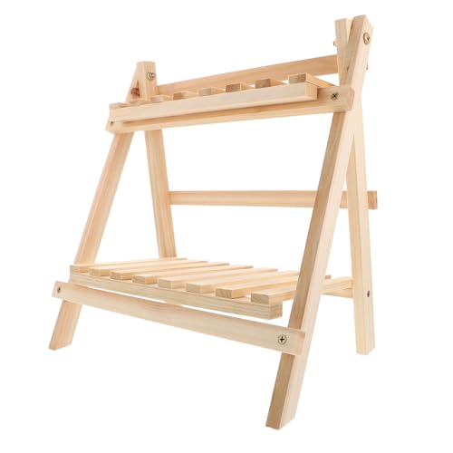 SEWACC Doppelstöckiges Holz Desktop Regal aus Robustem Holz mit Glatter Oberfläche Multifunktionaler Aufbewahrungsständer für Büro Schlafzimmer und Badezimmer Platzsparendes von SEWACC