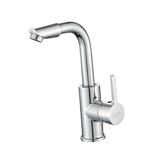 SEWACC Drehbare Badarmatur aus Langlebigem Zinklegierung mit Keramikscheibe Wasserfall Auslauf Mischbatterie für Waschbecken Geeignet für Badezimmer und Waschtisch von SEWACC