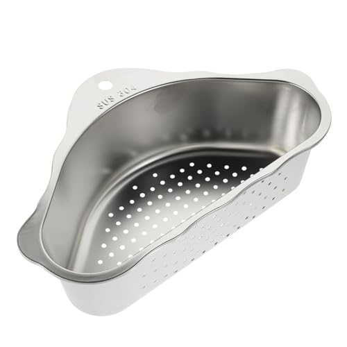 SEWACC Edelstahl Dreieck Spülbecken Abtropfsieb mit Saugnapf Rostfrei Langlebig Multifunktionaler Küchenfilterkorb für Gemüse Obst und Lebensmittel Luftdurchlässig Praktisches Abtropfen von SEWACC