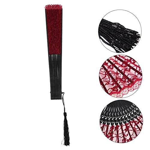 SEWACC Eleganter Spitzen Faltfächer Handgefertigt mit Feiner Verarbeitung Leicht und Tragbar Dekoration für Kostüme Partys Fotoshootings und Festliche Anlässe Rot SEWACC Eleganter Spitzen Faltfächer Handgefertigt mit Feiner Verarbeitung Leicht und Tragbar Dekoration für Kostüme Partys Fotoshootings und Festliche Anlässe Rot von SEWACC