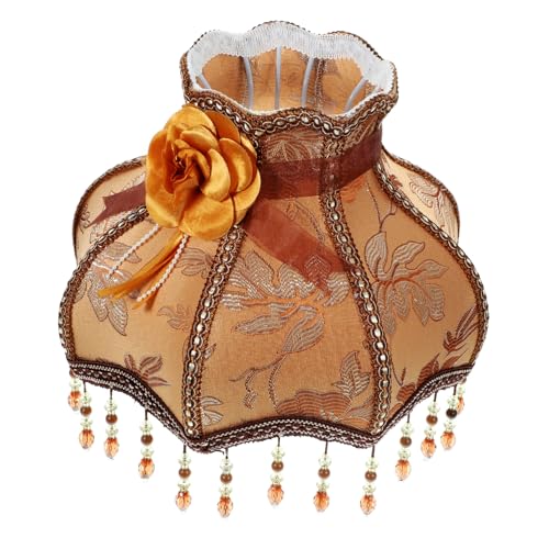 SEWACC Europäischer Retro Lampenschirm Stoff mit Quasten Dekorativer Tischlampenschirm Vintage Stil Weichlichtdämpfend Geeignet für Nachttisch und Stehlampen von SEWACC