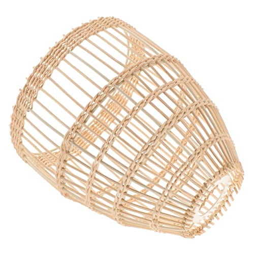 SEWACC Geflochtener Rattan Lampenschirm Langlebiger Deckenlampenschirm Staubschützende Leuchtenabdeckung Natürlicher Lampenschirm für Wohnzimmer Balkon Esszimmer Vielseitige von SEWACC