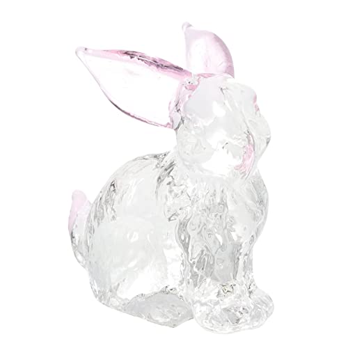 SEWACC Glas Hase Figur Kristall Hase Tierfigur Kristall Osterhase Figur Schreibtisch Deko Statue Für Home Office (Rosa) von SEWACC