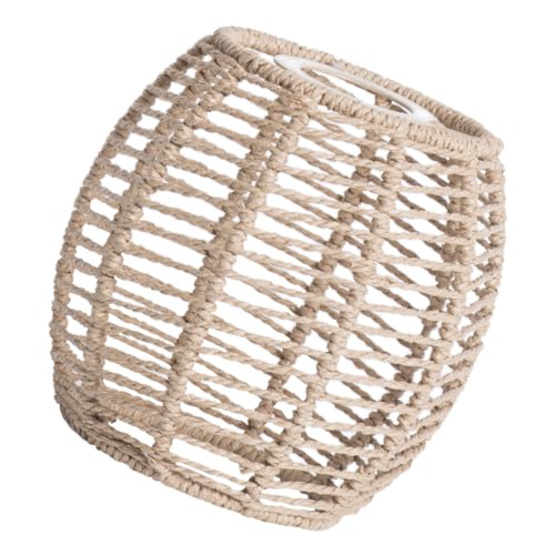 SEWACC Handgefertigter Geflochtener Lampenschirm Papierseil Langlebig und Formbeständig Boho Pendelleuchte für Dekorativ für Esszimmer Schlafzimmer Kleine Räume Gelb von SEWACC