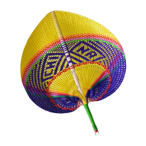 SEWACC Handgefertigter Handgewebter Bambusfächer Pfirsichform Leichter Sommerfächer Kühlventilator Handlich Dekorativ für Strand Party Wanddeko von SEWACC