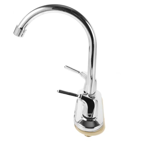 SEWACC Heiß- und Kaltwasserhahn Dual Way Sink Wasserhahn Doppelgriff Rotatable Spout Küchenarmatur Doppelgriff Küchenspüle Wasserhahn Küchenarmatur mit zwei Griffen Eisen Silber von SEWACC