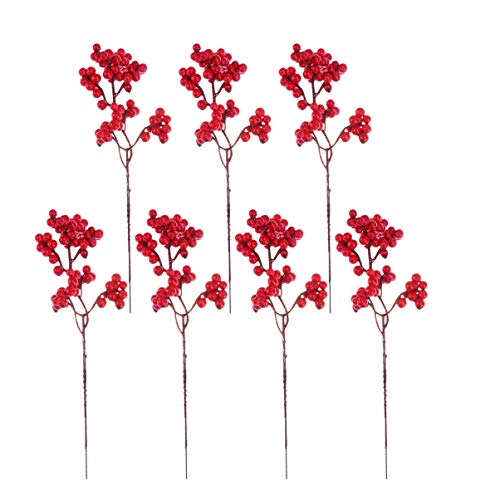 SEWACC Künstliche Beerenstiele 10pcs Artificial Red Berry Stems Christmas Red Berries Fake Burgundy Berries Picks for Christmas Tree, Crafts, Wedding, Home Decor (Random Style) von SEWACC