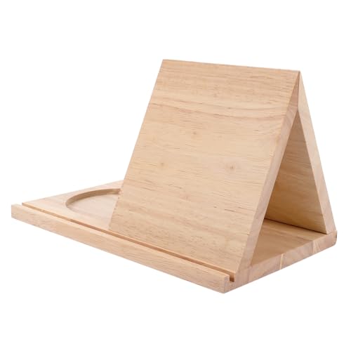 SEWACC Holz Dreieckiger Buchständer mit Getränkehalter und Seitenablage Multifunktionales Bücherregal für Nachttisch und Büro aus Natürlichem Holz Gefertigt Stabil und Tragbar SEWACC Holz Dreieckiger Buchständer mit Getränkehalter und Seitenablage Multifunktionales Bücherregal für Nachttisch und Büro aus Natürlichem Holz Gefertigt Stabil und Tragbar von SEWACC