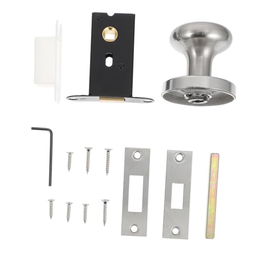 SEWACC Keyless Türschloss aus Zinklegierung Geräuschlos Drehbarer Riegelschloss Einfache Montage Robustes Privacy Catch für Schlafzimmer und Innenbereich Silbernes Komplettset von SEWACC
