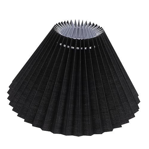 SEWACC Kleiner Schwarzer Stoff Lampenschirm Plissee Design Dekorativer Lampenschirm für Tischlampe Nachttisch Stehlampe Vielseitig Einsetzbar im Schlafzimmer und Wohnzimmer von SEWACC