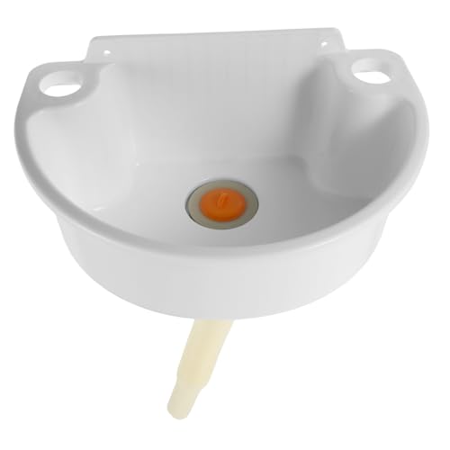 SEWACC Kompaktes Mini wandwaschbecken mit Kunststoff abfluss Bohrfreie Montage Platzsparend Wassereffizient Modernes Halbrund design für Kleine Badezimmer Gäste wc Balkone und Apartments von SEWACC